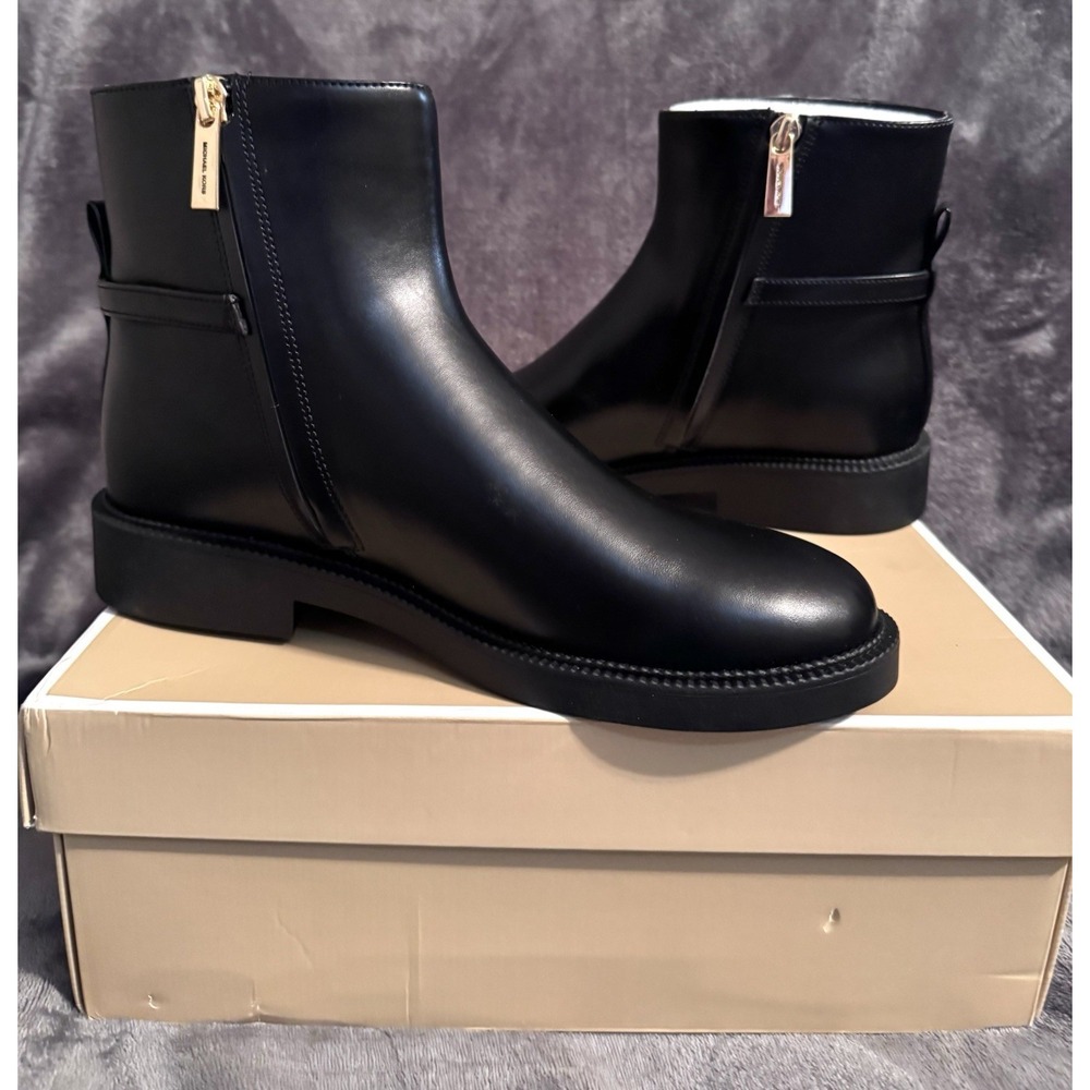 NIB ❤️ Michael Kors Mandy Boots Women Size 7M MSRP $150 Black Faux Leather Ankle - Picture 10 of 11